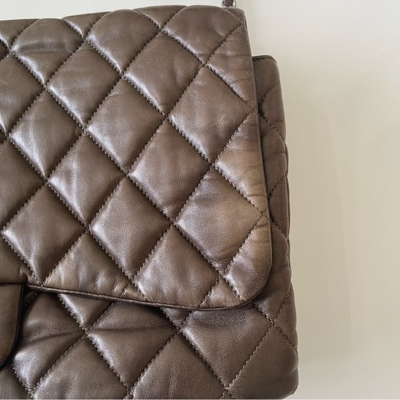 Authentic CHANEL Lambskin Double Chain Single Flap Maxi Size Handbag - Picture 14 of 16